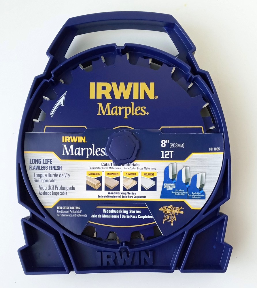 IRWIN Marples 8" Stack Dado 12 Teeth Saw Blade Set Carbide Tip 1811865