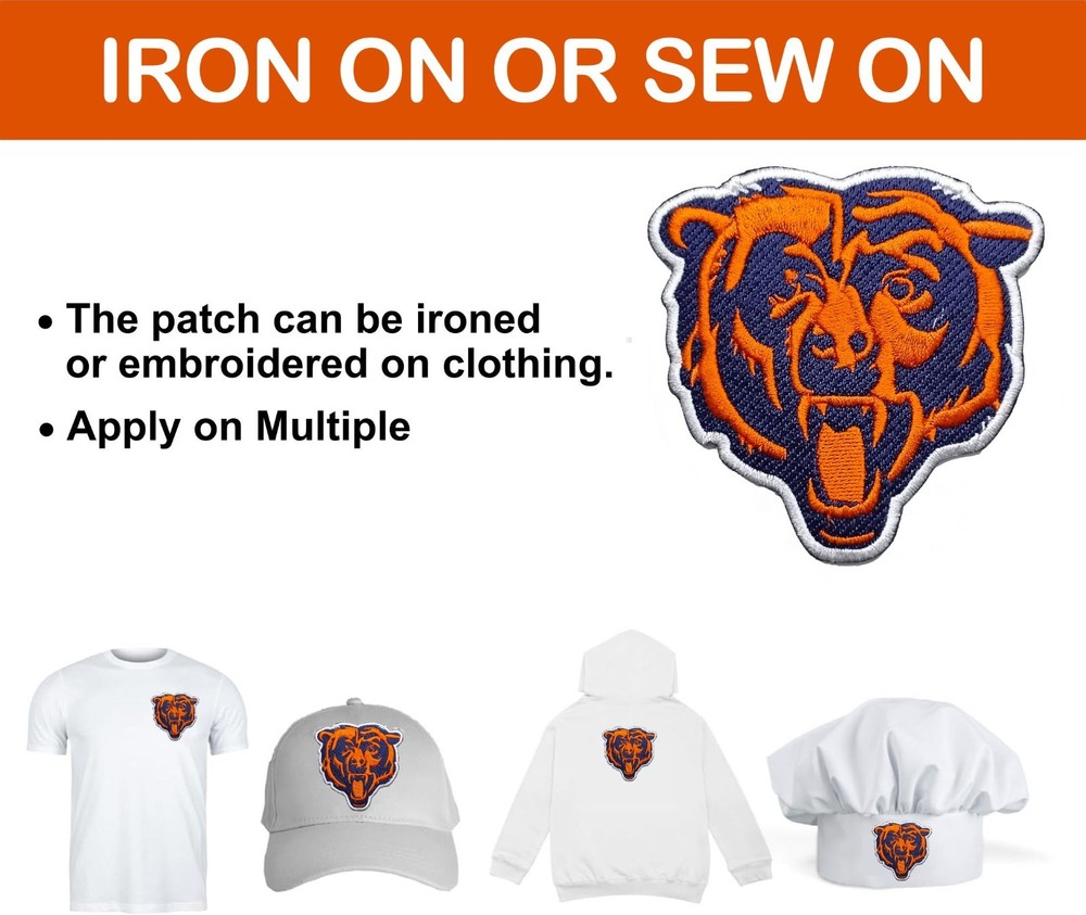 Chicago Bears NFL Team Logo Iron On Patch - Sew Patch - Embroidered Patch
