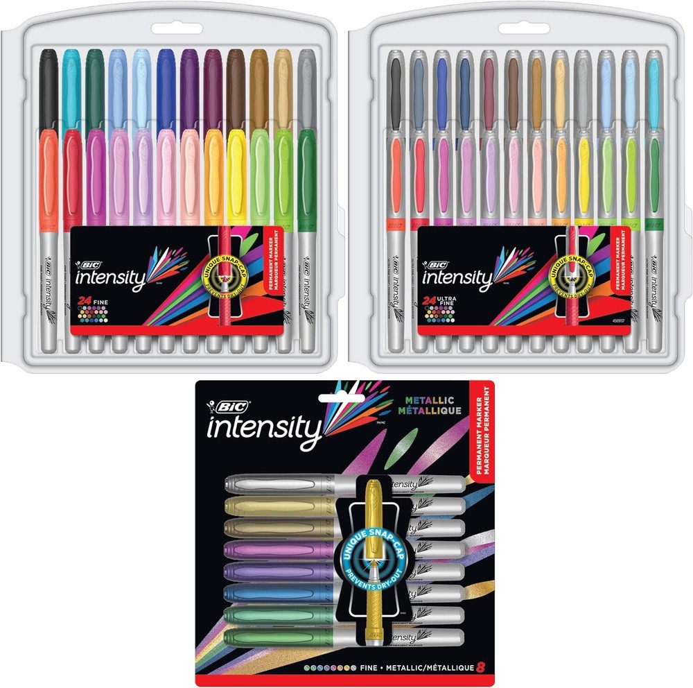 BIC Intensity Permanent Marker Coloring Bundle, Assorted Fine/Ultra Fine 56PCS