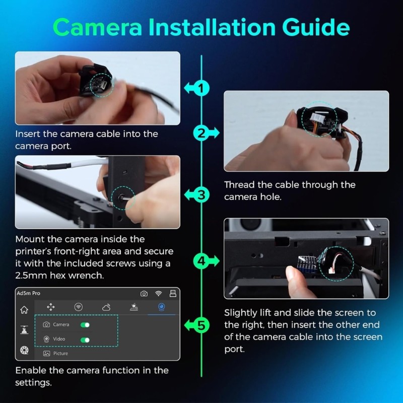 Remote Camera Set For AD5M AD5X 3D Printers Smooth Integration