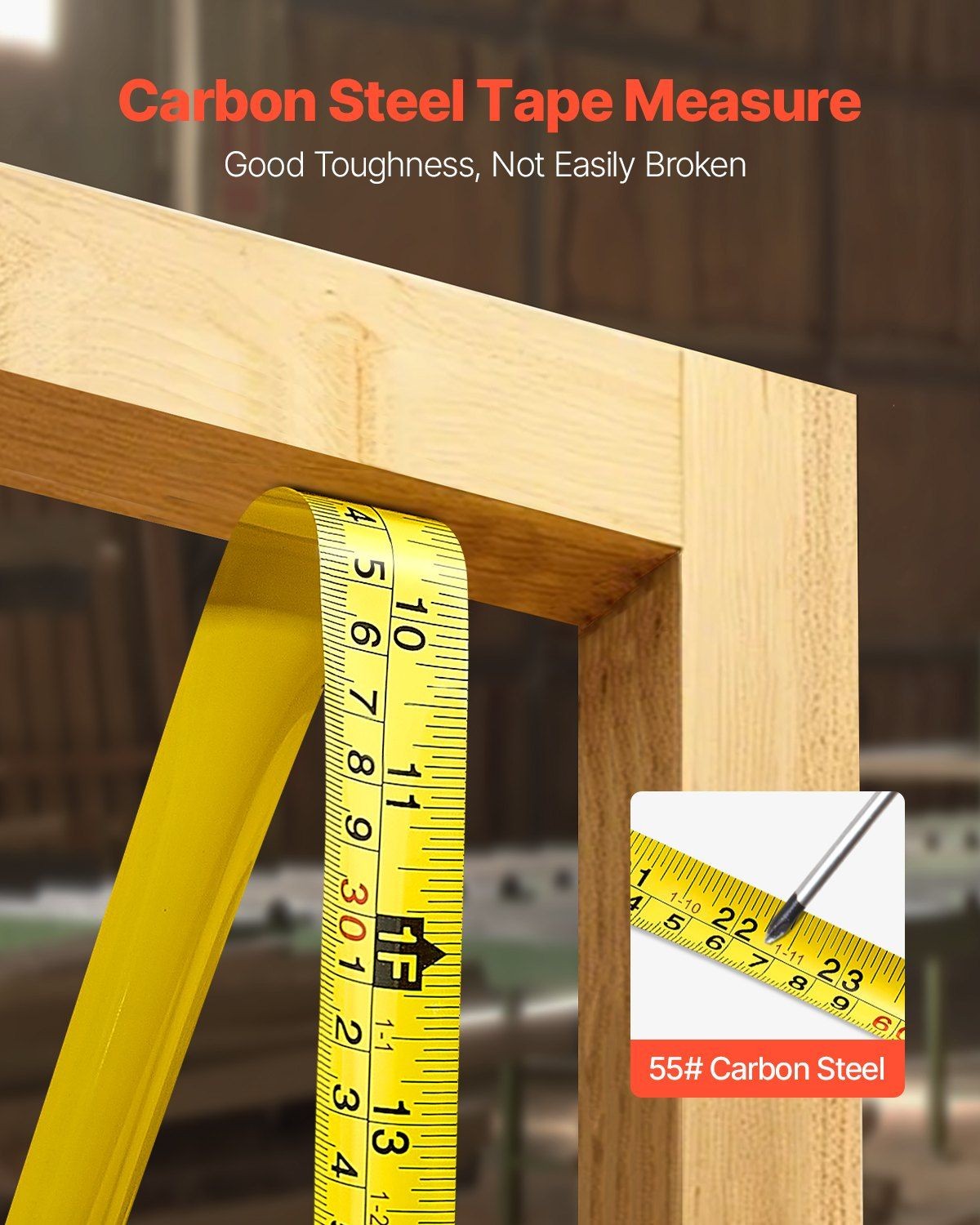 2 Pack 25ft Tape Measure Dual Ft/M Scales Retractable Steel ABS Case