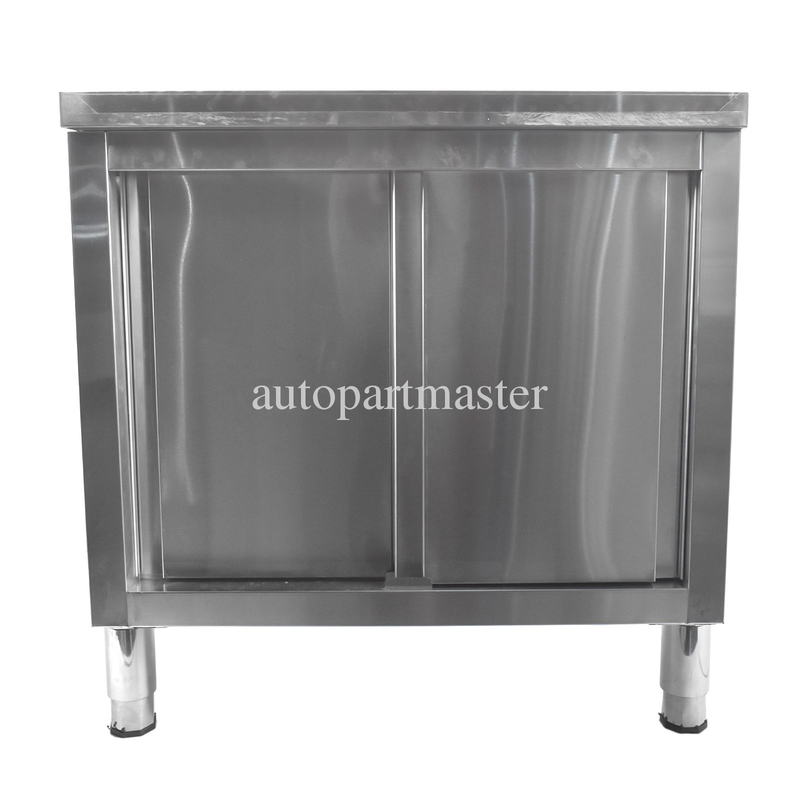 Stainless Steel Kitchen Workbench Kitchen Prep Table Cabinet with Sliding Doors