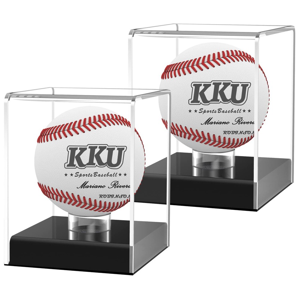 2-Pack Baseball Display Case UV Protected Acrylic Cube for Memorabilia