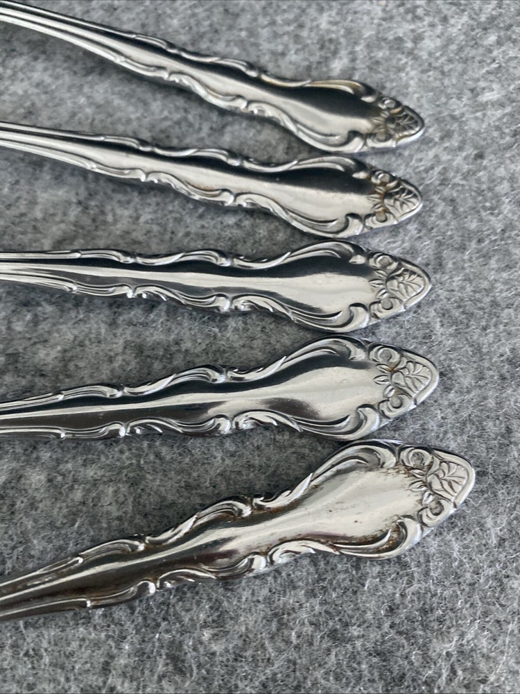 5 TOWLE/SUPREME CUTLERY STAINLESS FLATWARE, "PIERRE" PATTERN, TEASPOONS