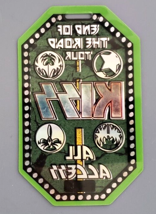 ORIGINAL KISS END OF THE ROAD TOUR ALL ACCESS LAMINATED BACKSTAGE PASS GREEN