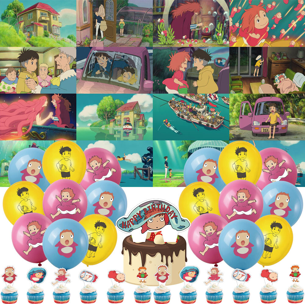 Ponyo Birthday Party Supplies Set Plates Balloons Cake Toppers for Kids