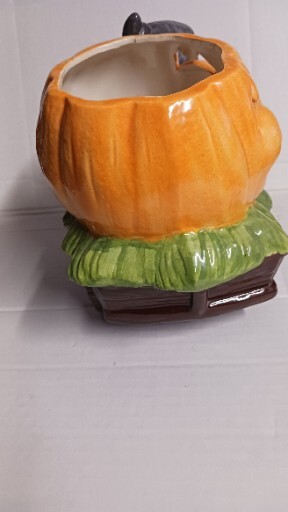 GRIM REAPER GHOST HALLOWEEN PUMPKIN RARE CERAMIC Candy Bowl Dish