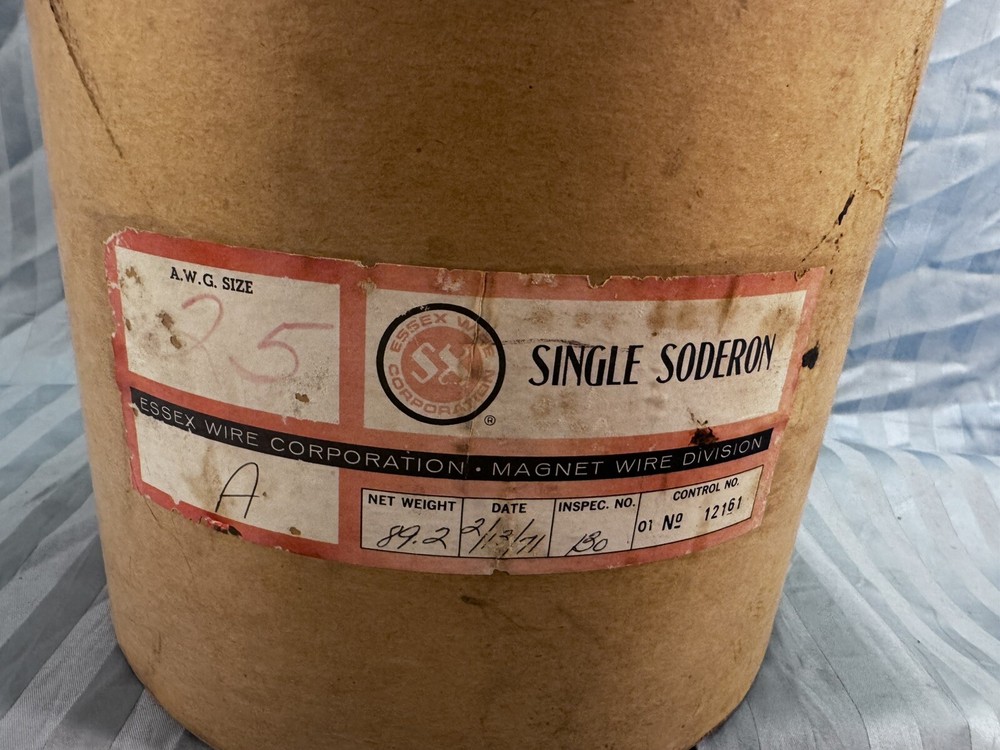 Vintage Essex Wire Corp Empty Magnet Wire Spool Cardboard Box Single Soderon