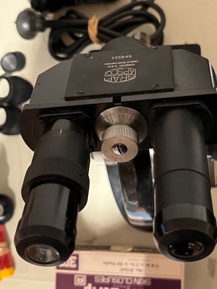 Vintage Graf Afsco 58-6523 Microscope with Light in Case