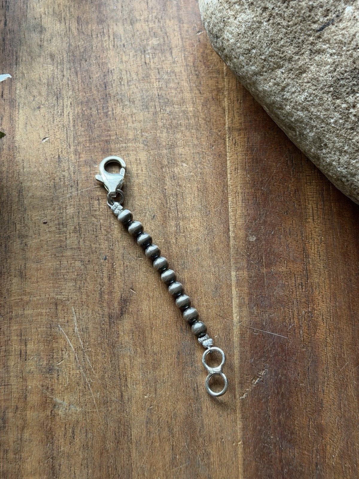 Necklace Chain Extender Sterling Silver Pearls Bead 4mm 2 Inch Lobster Clasp