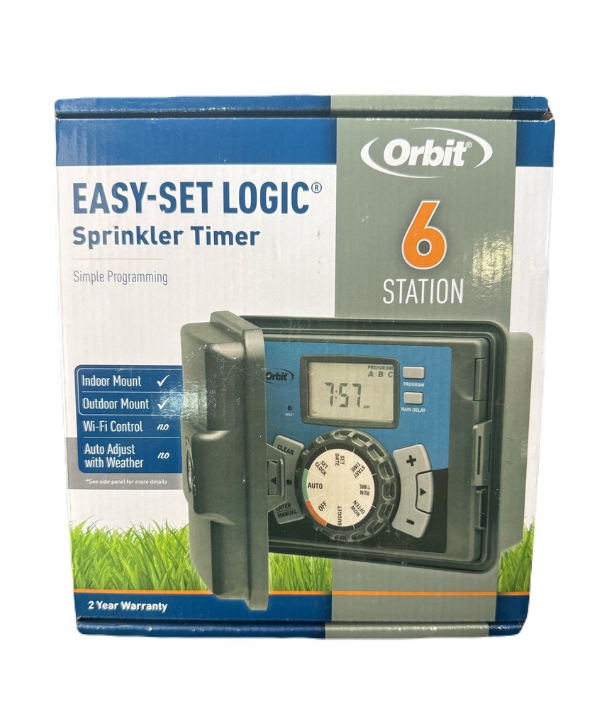 Orbit Easy Set Logic Sprinkler Timer 6 Station 57896 Simple Programming New