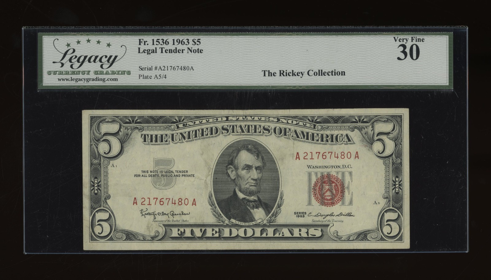 DBR T9 Bundle 1963 $5 legal tender Fr. 1536 all grade Legacy VF-30