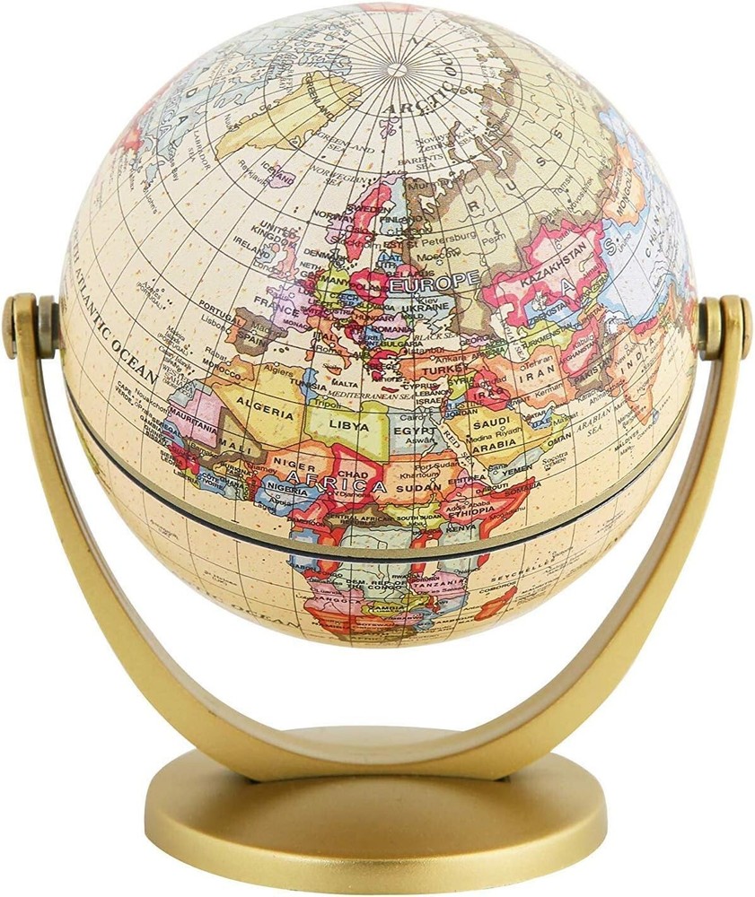 WORLD GLOBE EARTH Map Rotating Geography Ocean Classroom Learning Desktop