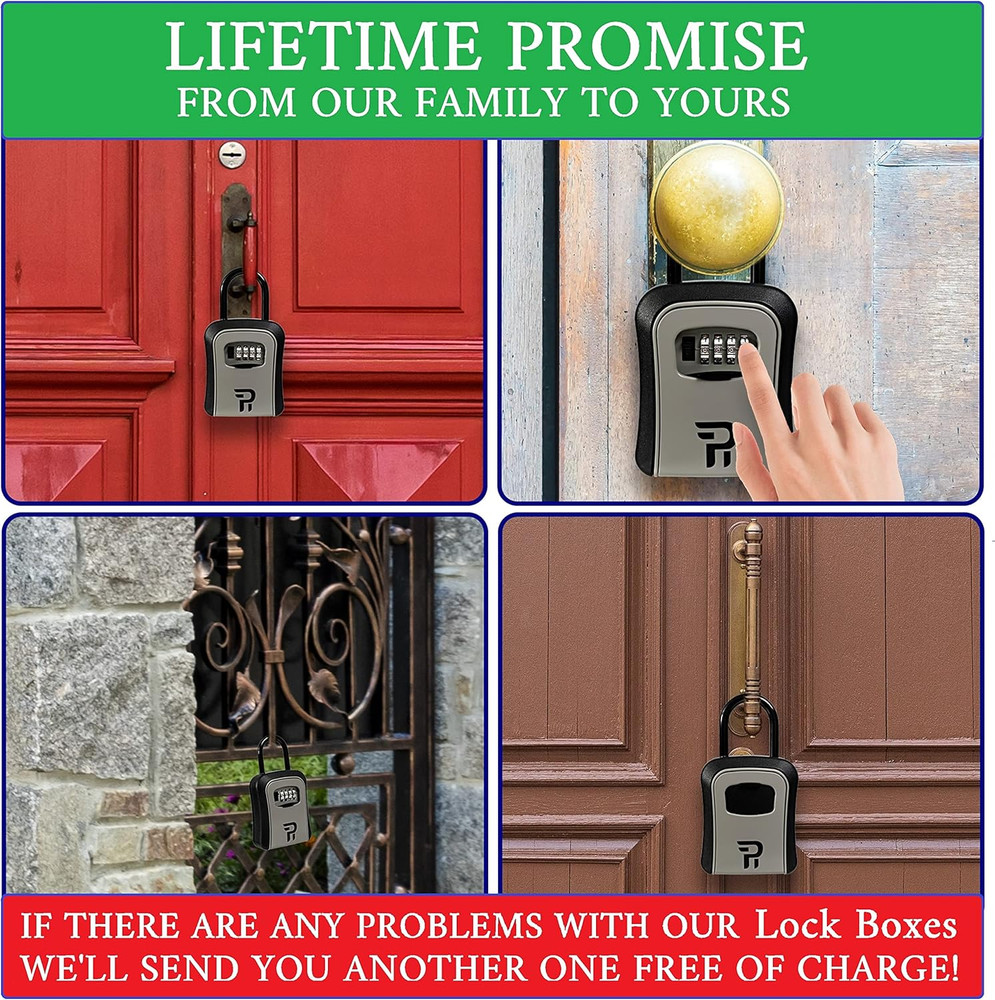 Lock Box for Keys with Code - Realtor Spare Key Lockbox Outdoor - Combination...