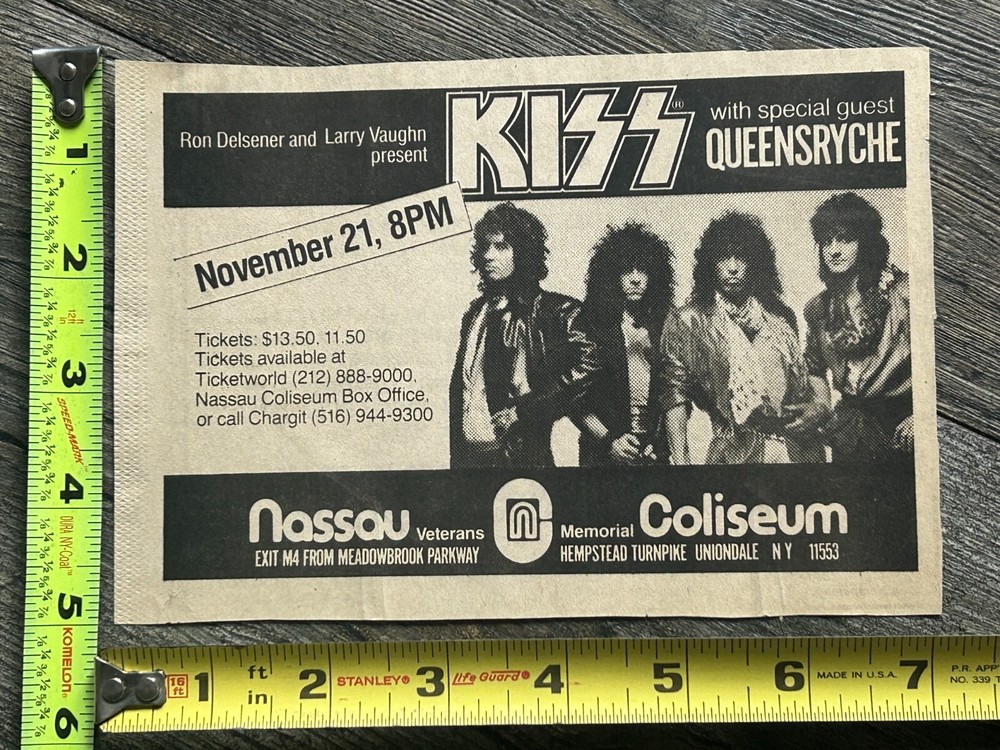 KISS Concert Ad Advert Animalize Tour Nassau Coliseum NY Nov 21 Vintage Kiss B