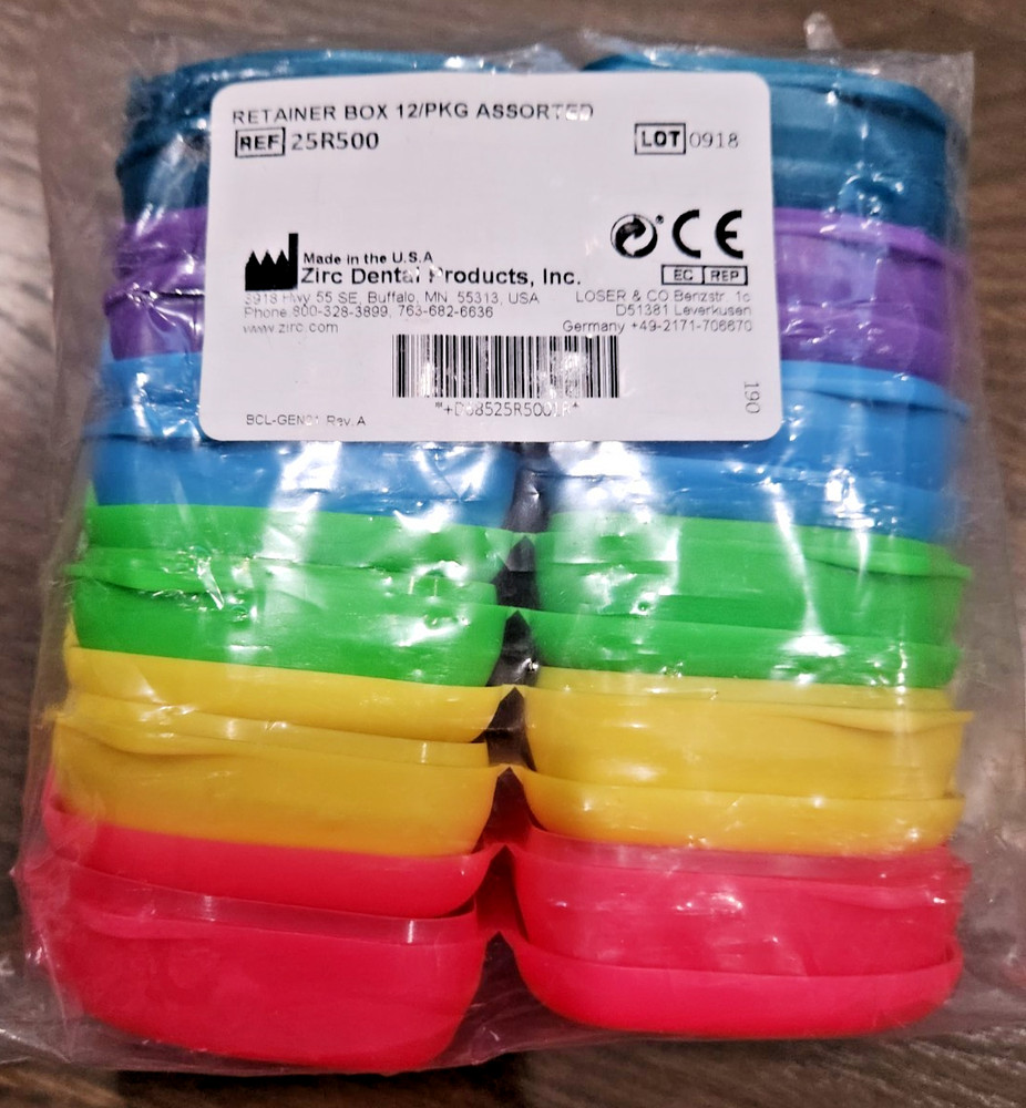 Zirc Retainer Box 1'' Assorted Neon 12/Pk 25R500