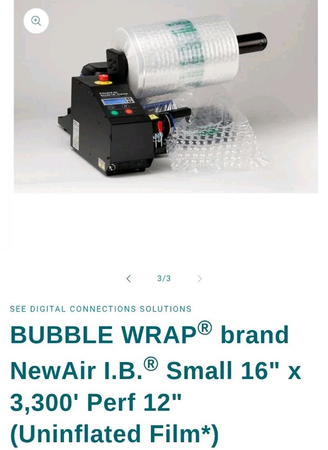 Bubble Wrap Brand- New Air I.B. Small 16" x 3300' With 12" Perf- Uninflated Film
