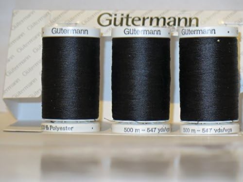 All Purpose 100% Polyester Sewing Thread – 3 Large Black Spools