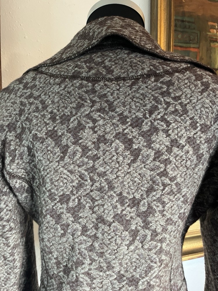Alexander McQueen MCQ Grey Wool Fitted Jacket Rose Floral Pattern Medium