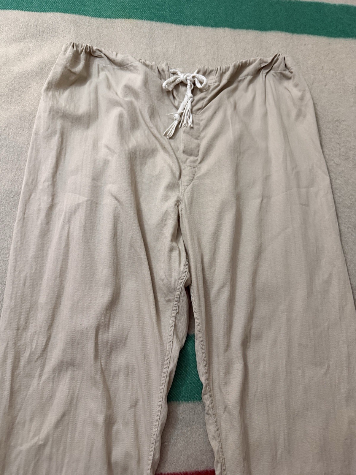 True Vintage 30s 40s WW2 HBT Herringbone Twill Lounge Pants 34 Waist Adjustable