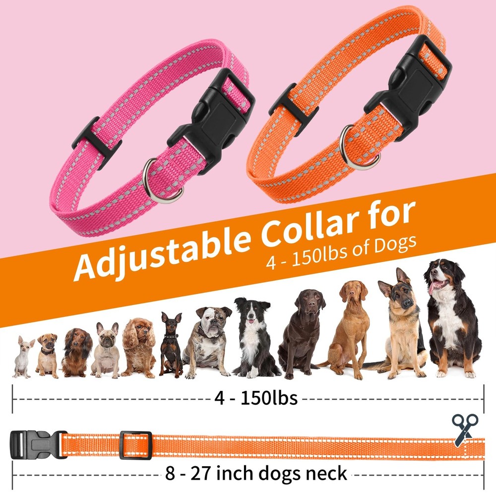 Shock Collar Strap, 3/4 Inch, 2-Pack, Reflective Adjustable Dog Collar, Orang...