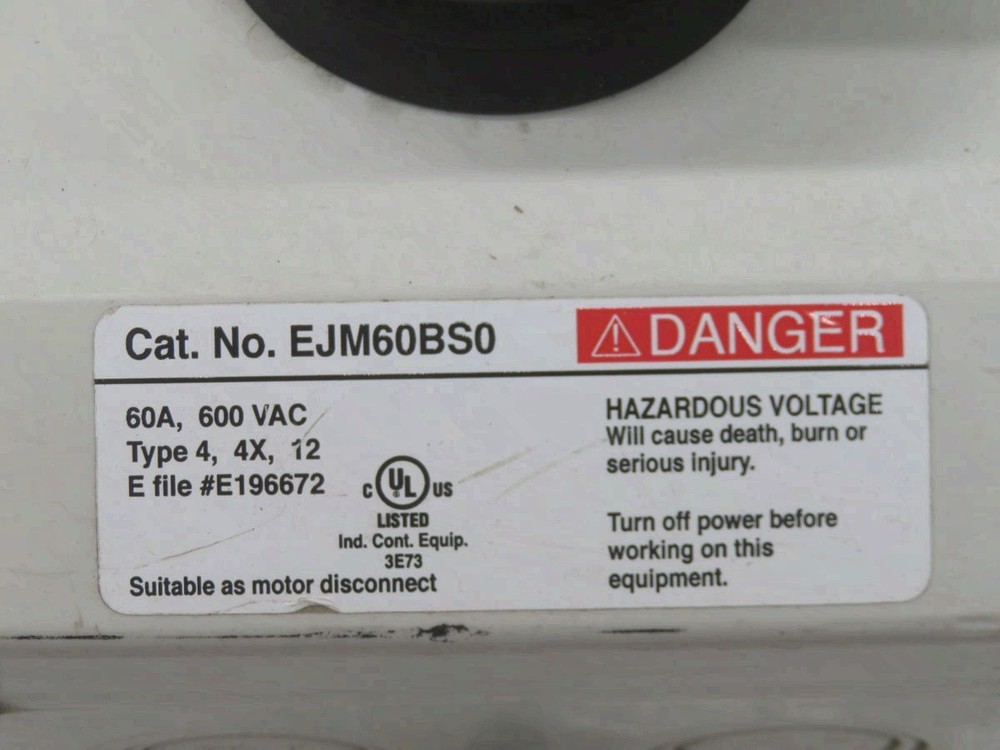 MERSEN EJM60BS0 LOW VOLTAGE DISCONNECT SWITCH 60 A NEMA 4X T266131
