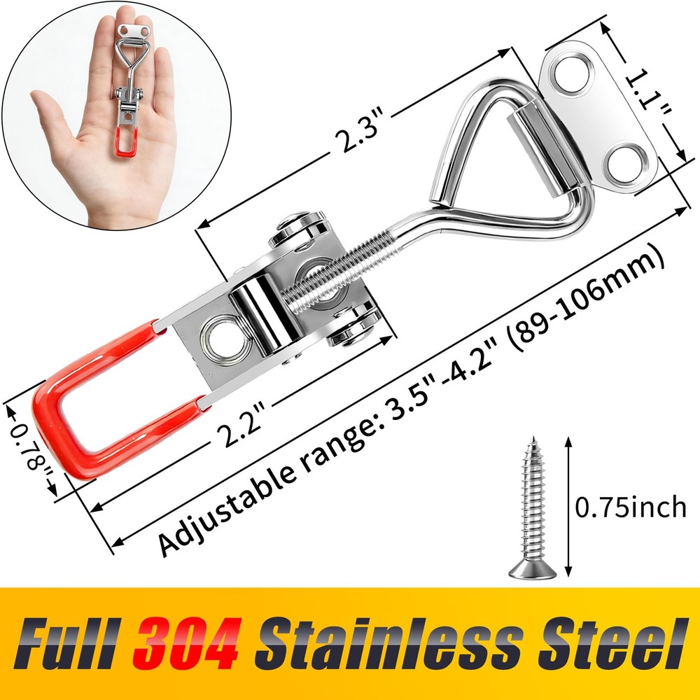 houya 2 Pack Toggle Latch Clamp 4001 Adjustable 304 Stainless 4001, Silver