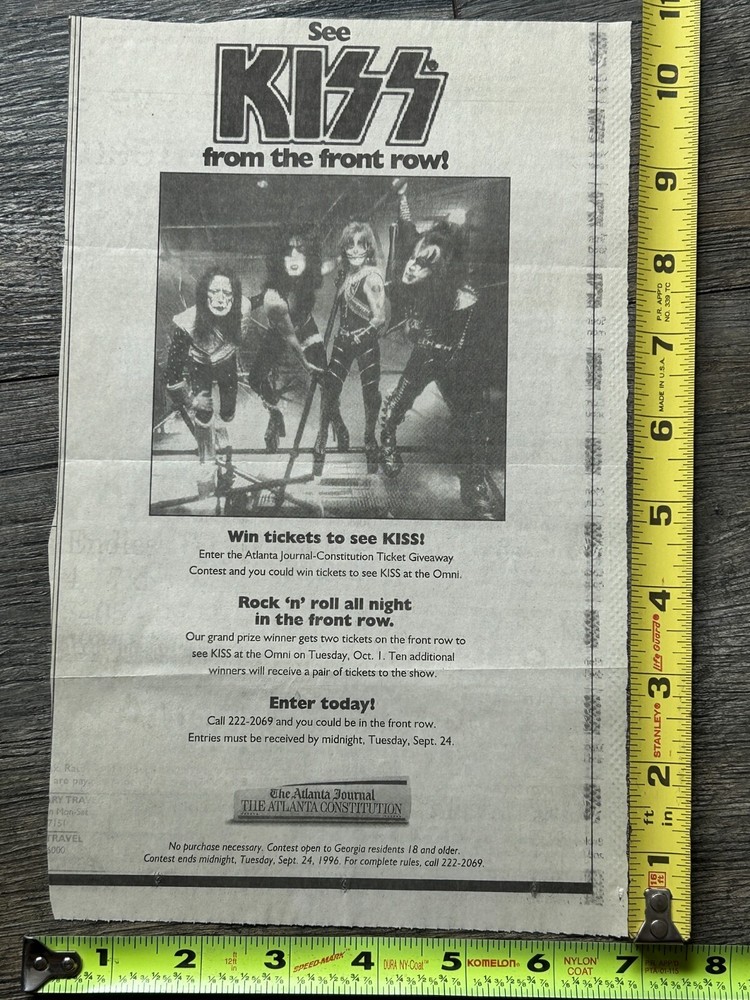 KISS Concert Ad Alive Reunion Tour Omni Atlanta GA Ticket Contest Vintage Kiss