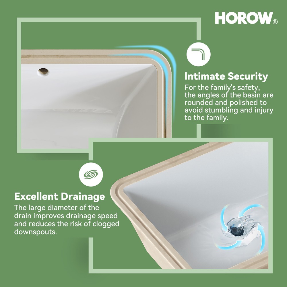 20x15'' Rectangular Undermount Bathroom Sink Vitreous Ceramic Lavatory White