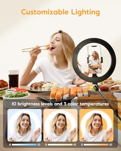 Ring Light with Stand for Desk,Adjustable Overhead Camera Mount with Ring 10"