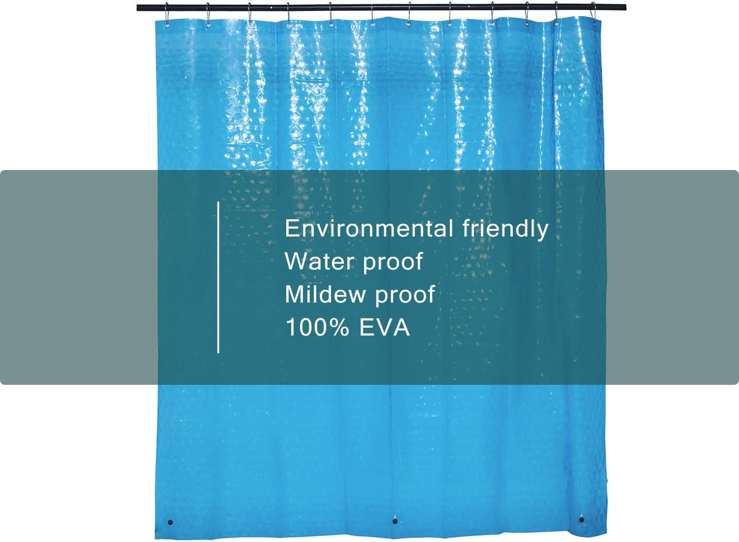 EVA Waterproof Shower Curtain Liner 72"x72" with 12 Metal Grommets & Magnets