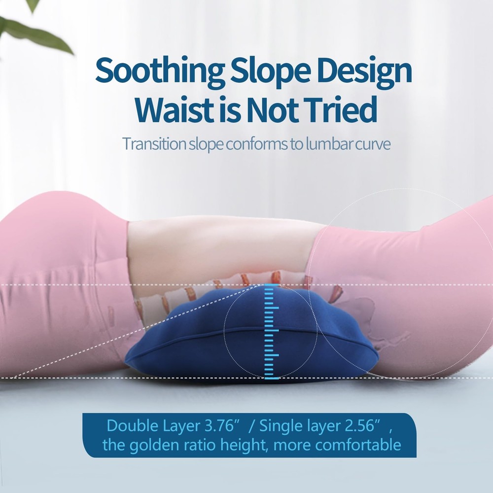RESTCLOUD Adjustable Lumbar Support Pillow for Sleeping Memory Foam Back Supp...