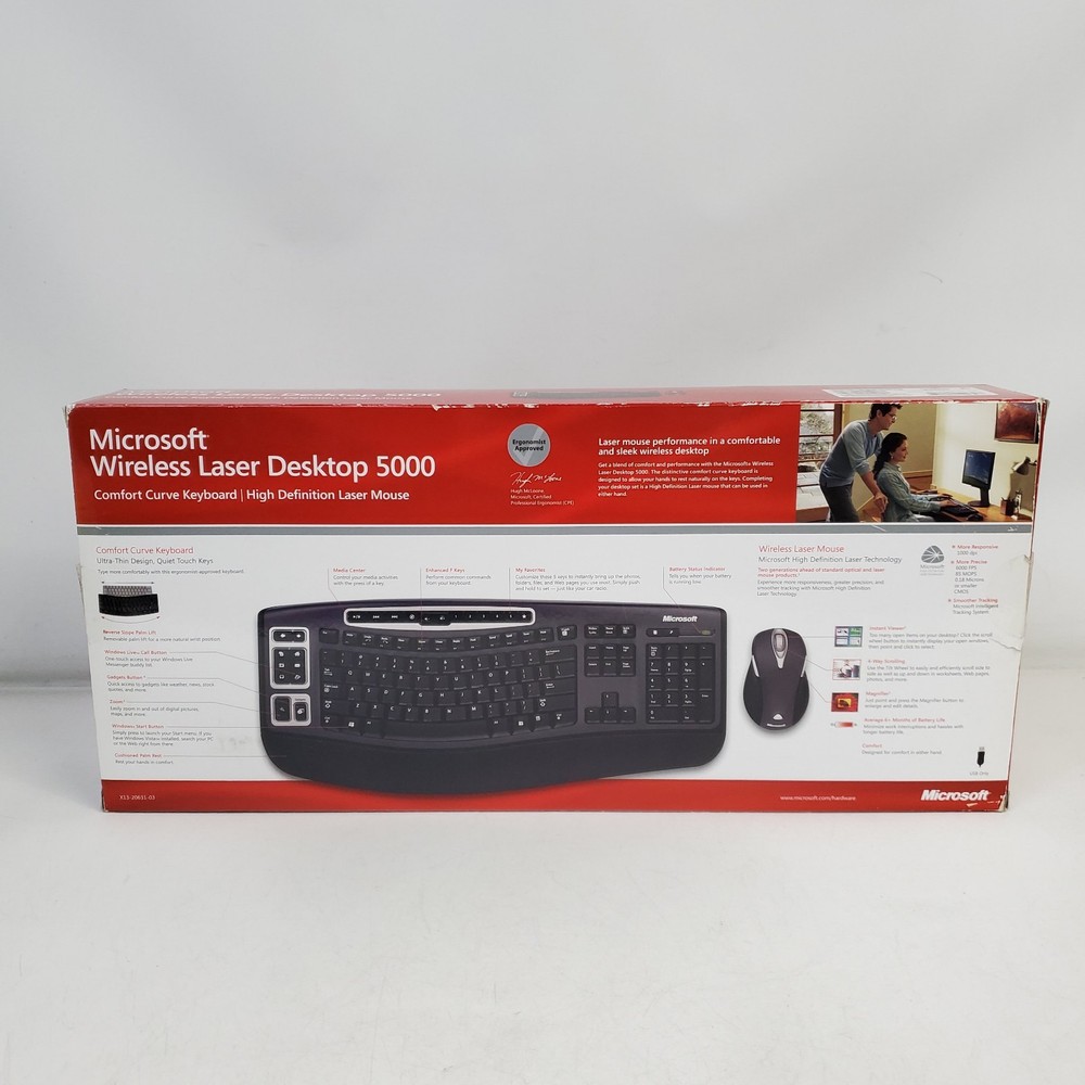 Microsoft Wireless Laser Desktop 5000 Comfort Curve Keyboard & HD Laser Mouse