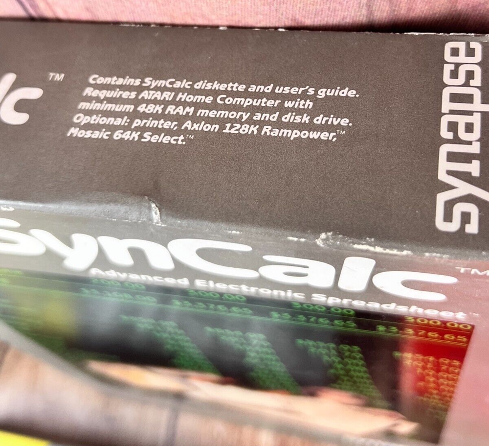 Vintage SYNAPSE SynCalc Advanced Electronic Spreadsheet Software for ATARI