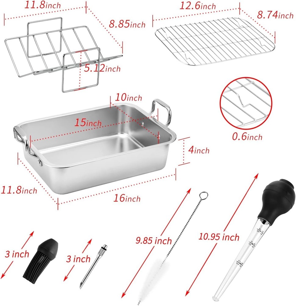 Mirror Satin Finish Roasting Pan - 20lb Capacity