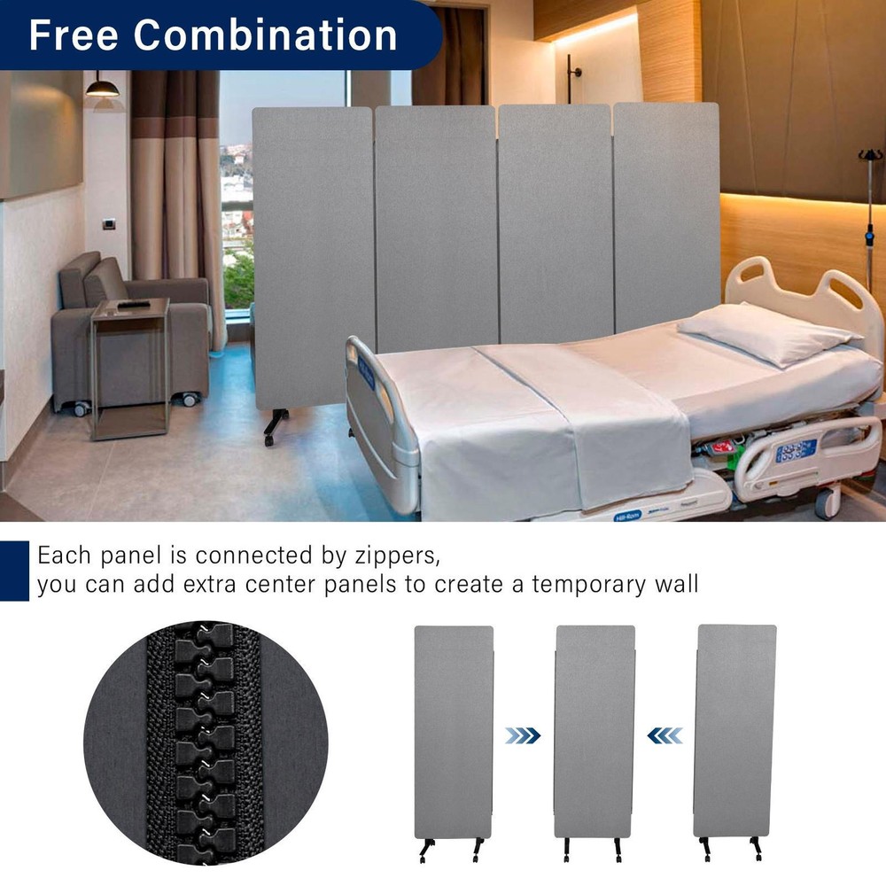 New Acoustic Room Divider Partition Panel Privacy Screen 3 Pack Medium Gray