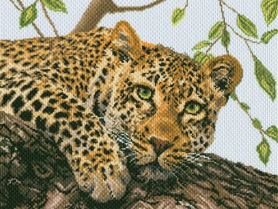Printed Cross Stitch  Canvas "Leopard" 1881
