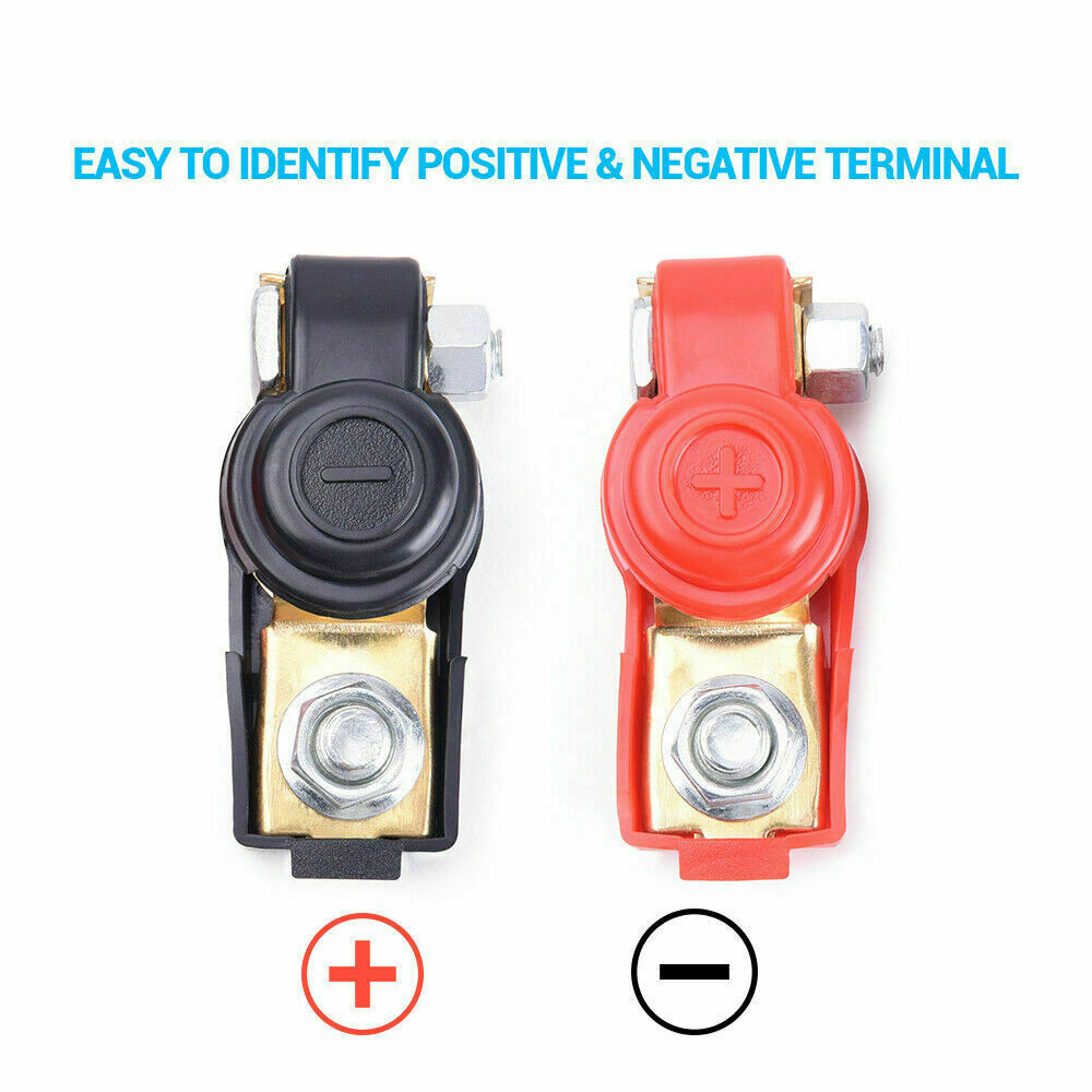 Universal 2 Car Battery Terminal Connector Top Post Positive Negative Heavy Duty