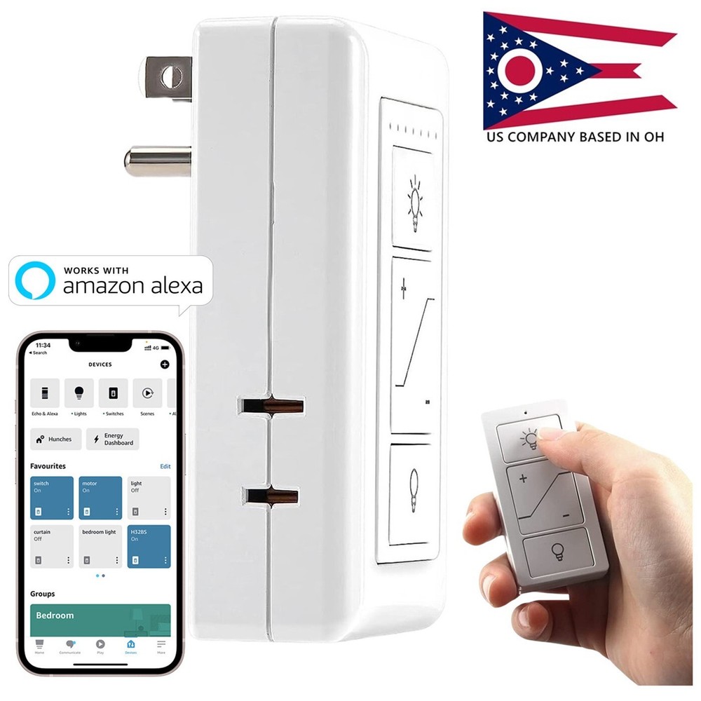Smart Plug in Outlet Dimmer with Remote Voice Control Bluetooth Work with Alexa