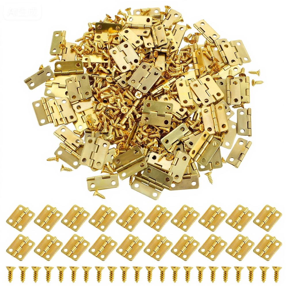 100 Pcs Tiny Dollhouse Hinges, 180 Degree Miniature Hinge with 400 Screws, 0....