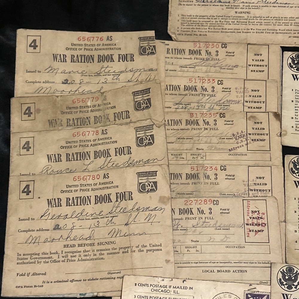 WWII War Ration Books Some Remaining Stamps