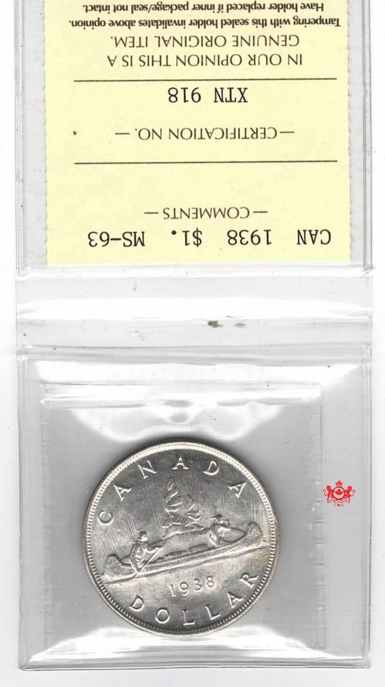 1938 Canada $1 - ICCS MS63 - XTN 918