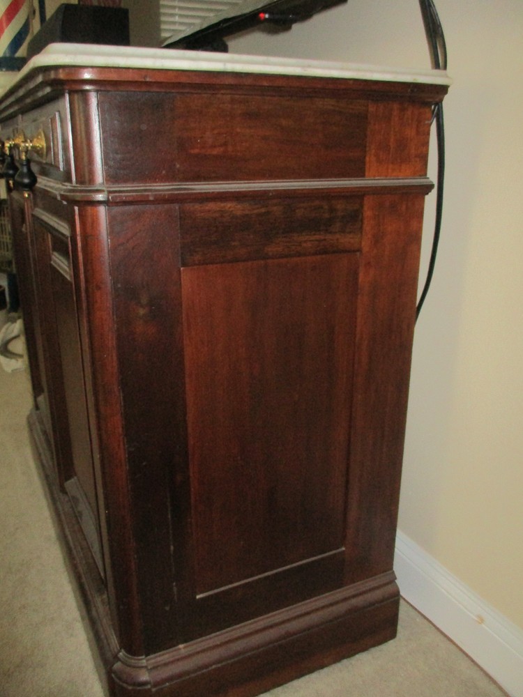 Walnut Victorian Marble Top Sideboard