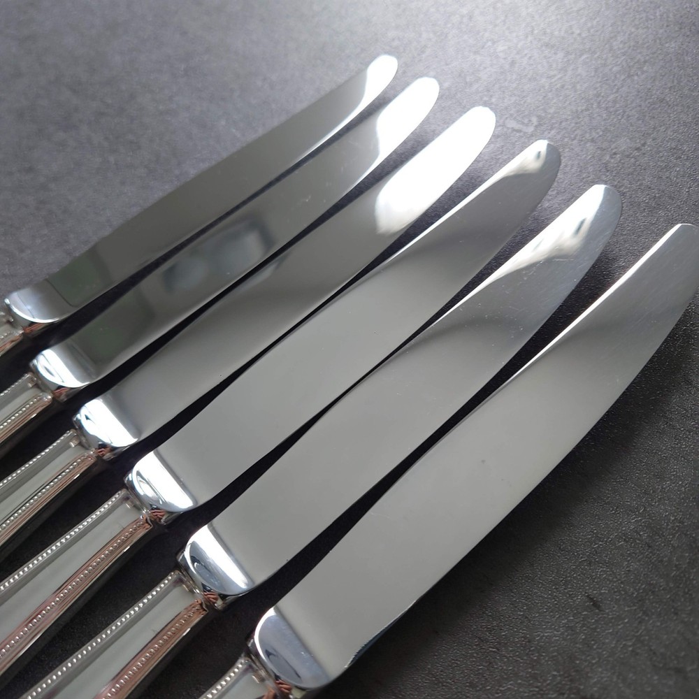 Christofle Perles 6pcs Silverplate Flatware Table Knife Excellent