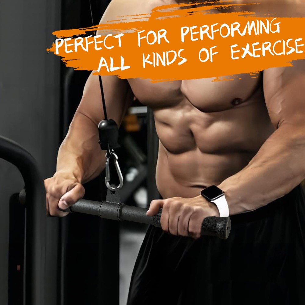 Berufexp Straight Bar, Pull Down Bar 360 Rotating, Lat Pulldown Black
