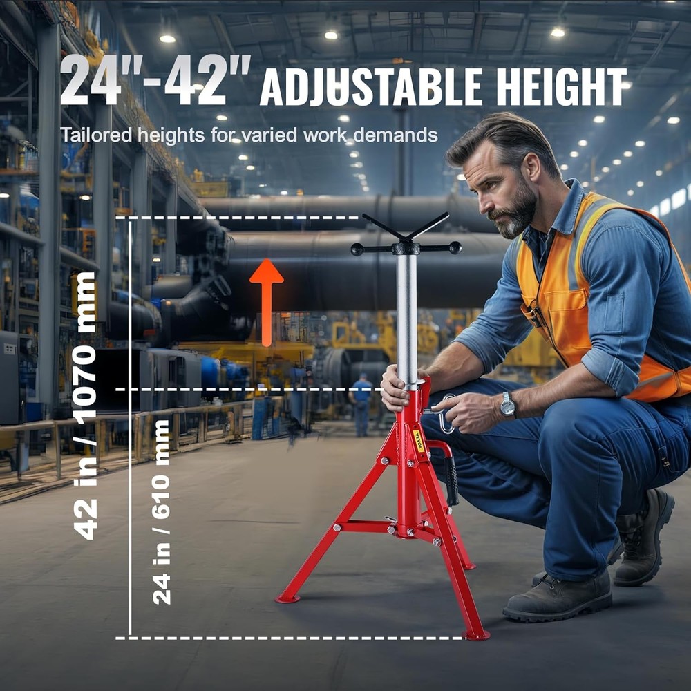 Heavy-Duty Pipe Stand Adjustable Folding Pipe Jack Stand | Sturdy Construction