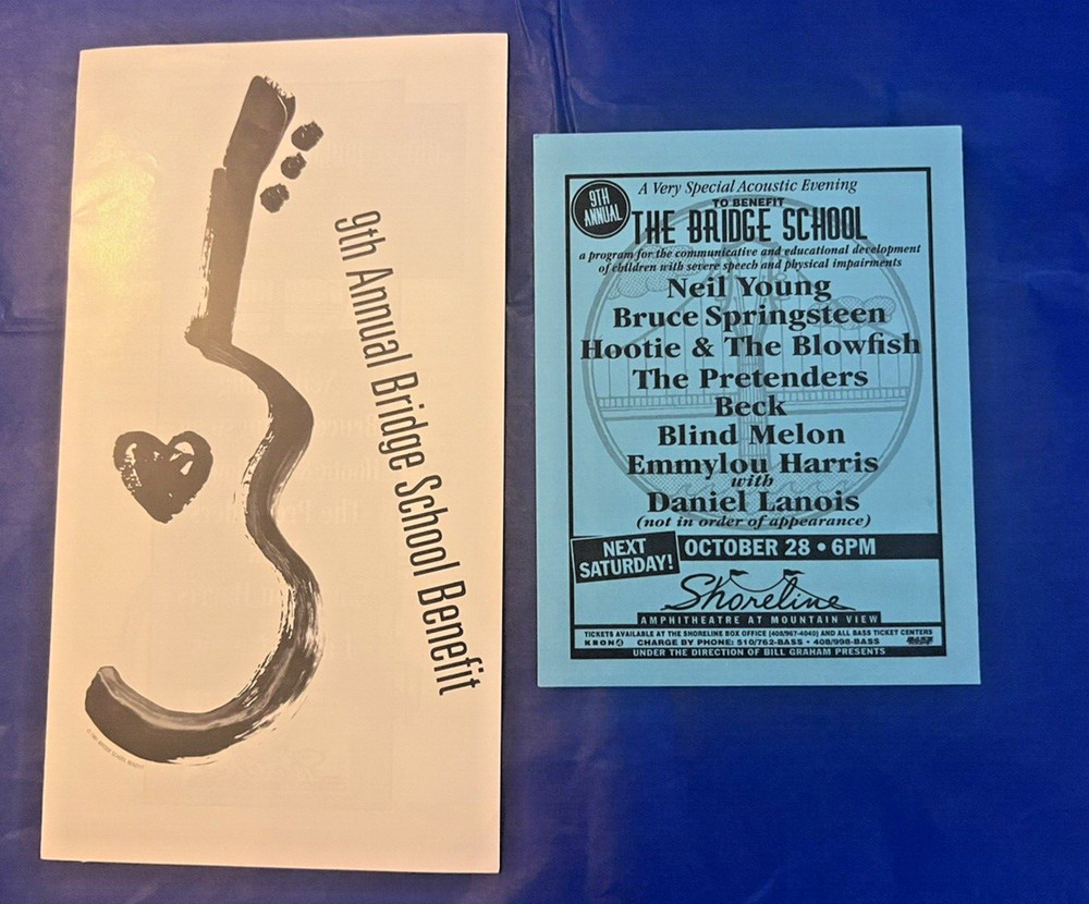 9th Bridge School Benefit - Handbill Progam Neil Young Springsteen 1995