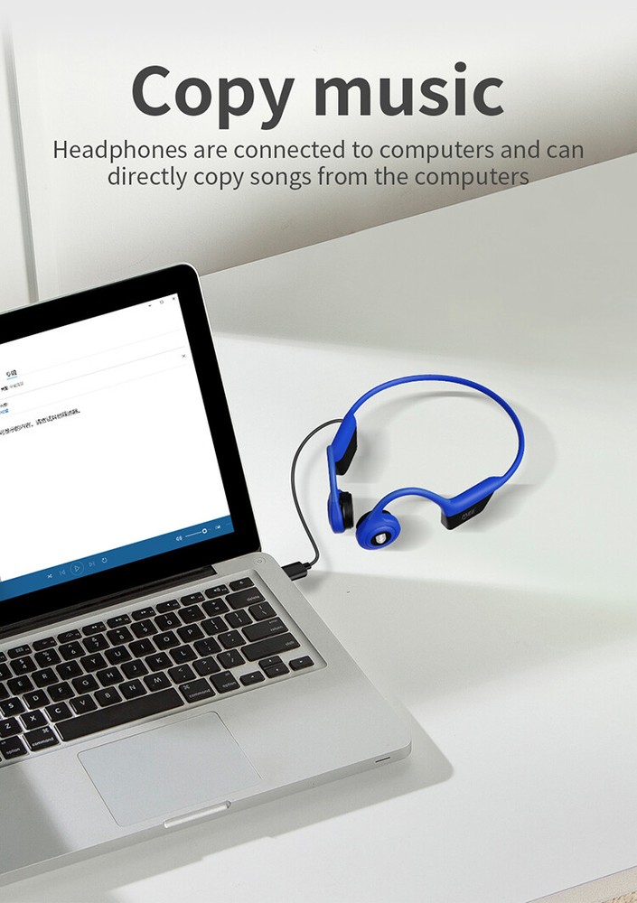 Open-Ear Design Bone Conduction Headphones without Bluetooth for Workouts(BLUE)