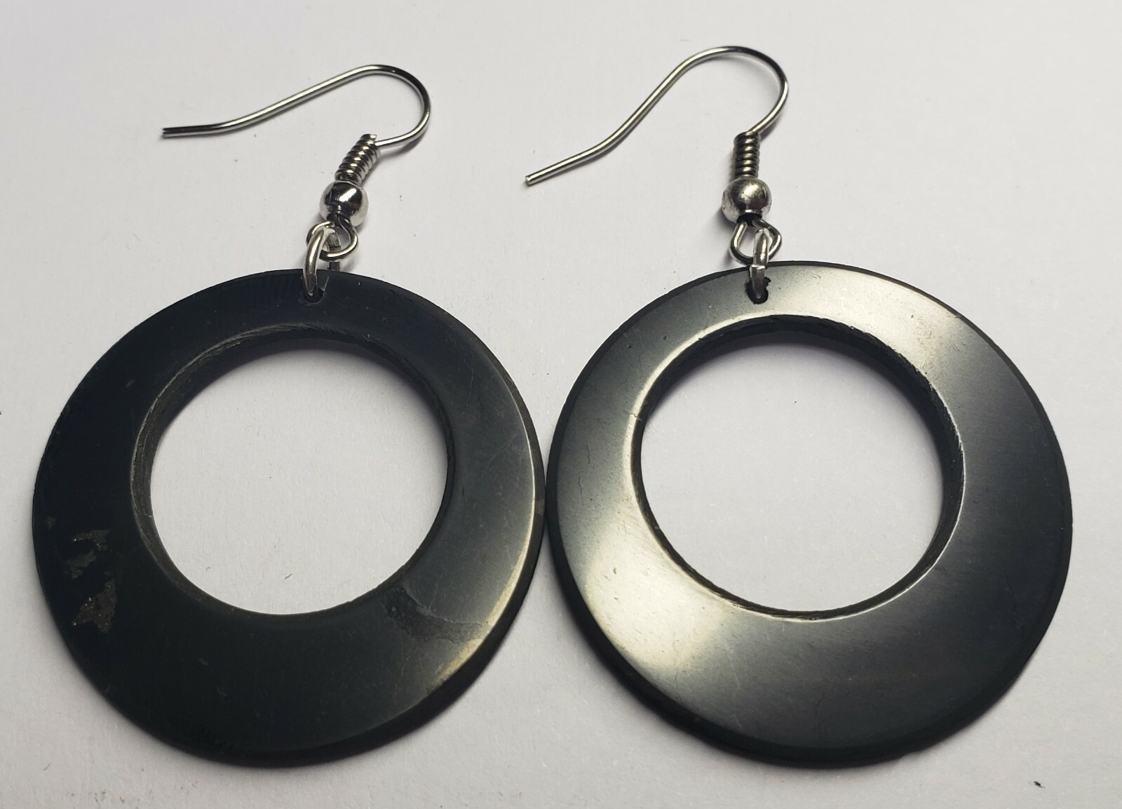 Shungite Earrings EMF 5G Wi Fi Protection Jewelry - Double Circle - 1 pair