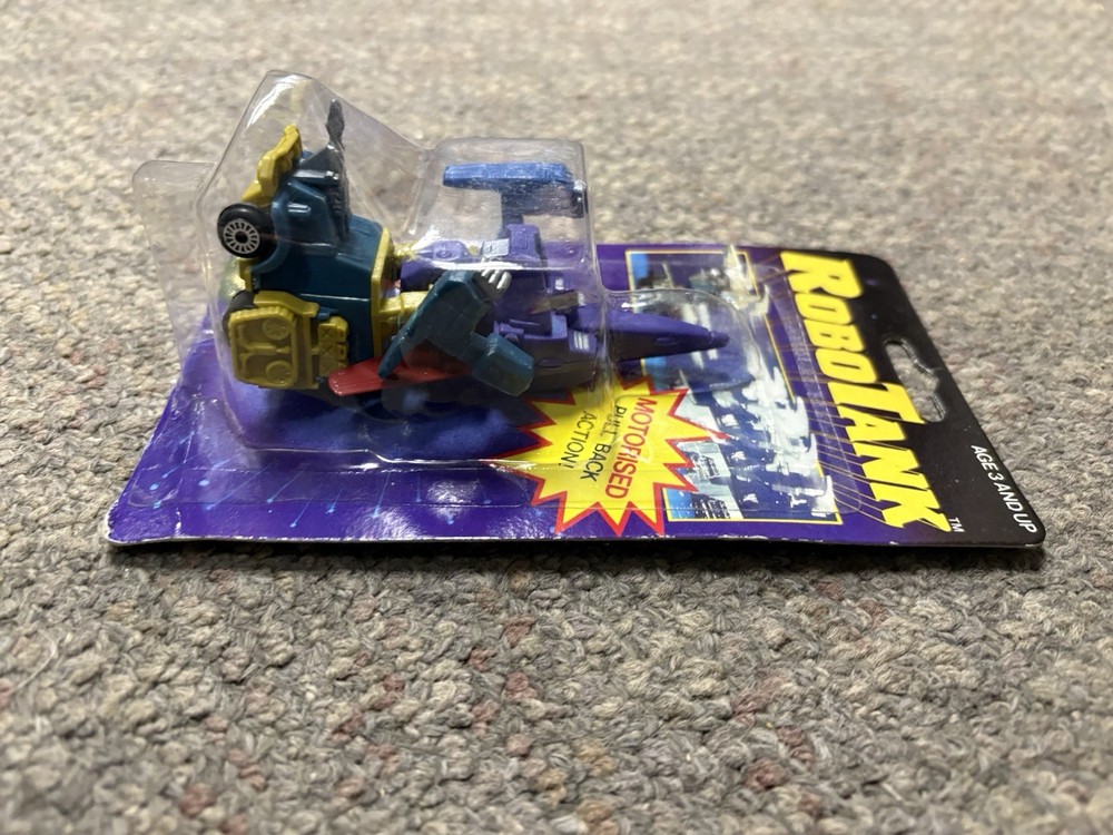 + RoboTank Motorized Pull Back Action 2 in 1 Yellow & Purple Robot NIP